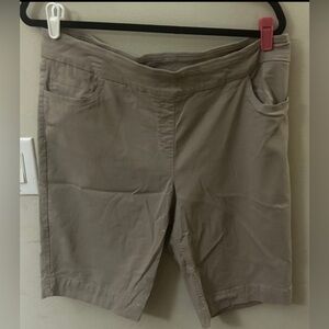 Slimsation By Multiples Taupe Stretch Bermuda Shorts
